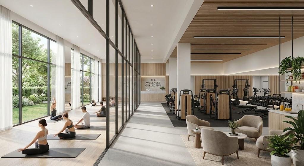 Yoga class and gym floor inside a modern wellness studio