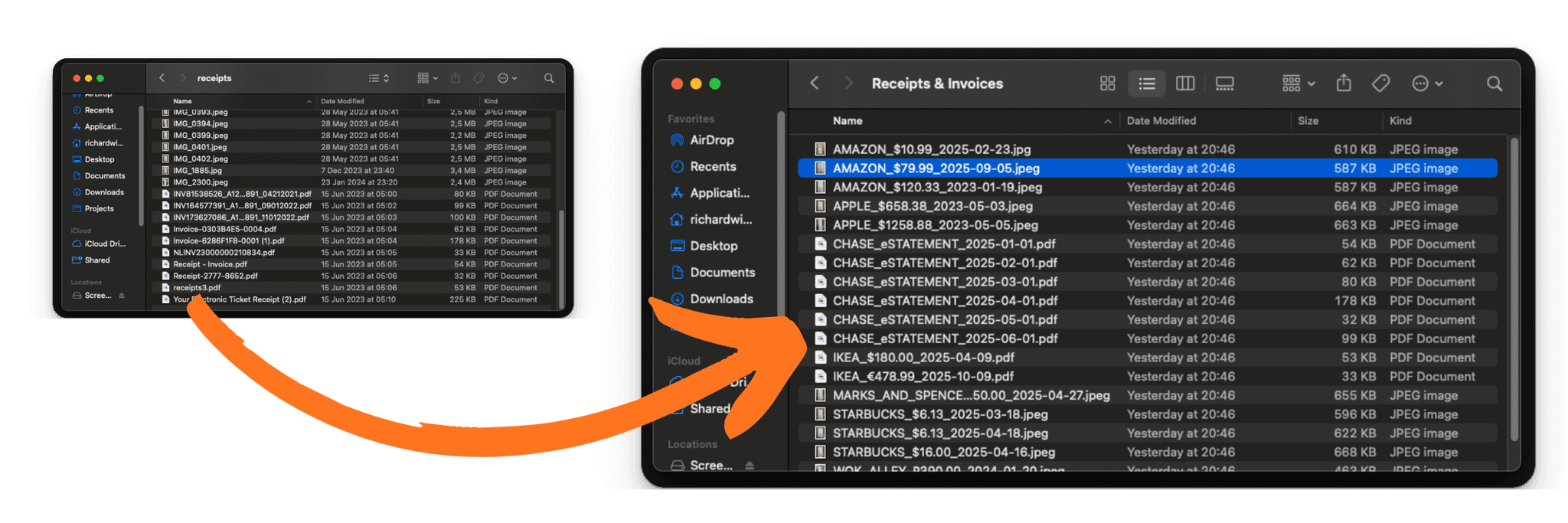 Automatically renamed files