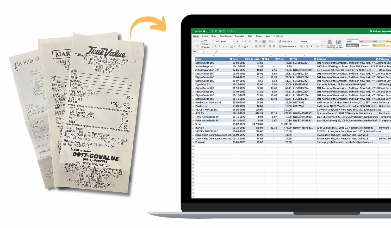 Receipt scanner in action