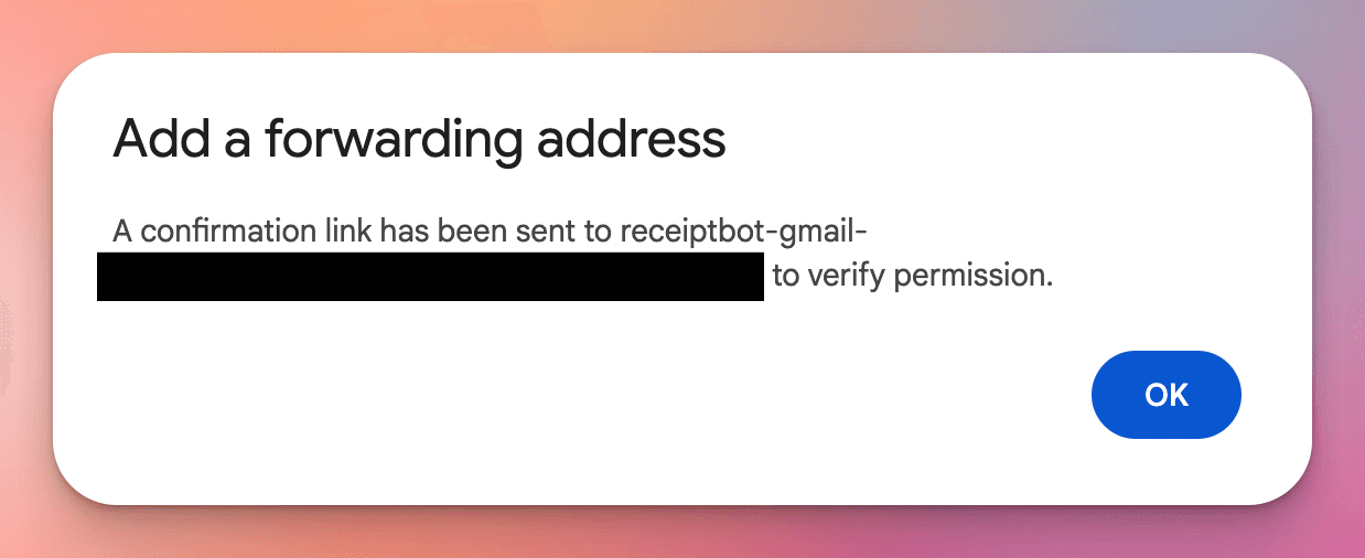 Gmail forwarding confirmation email