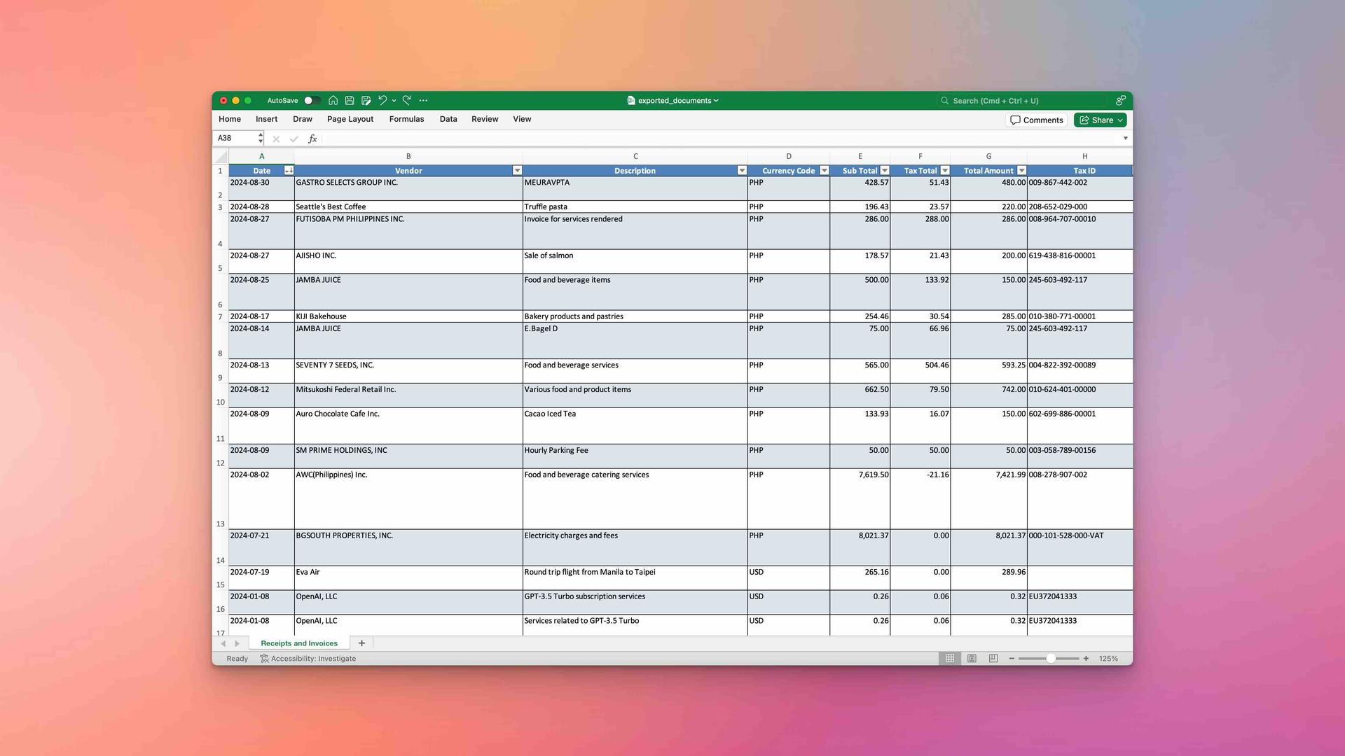 Export to Excel