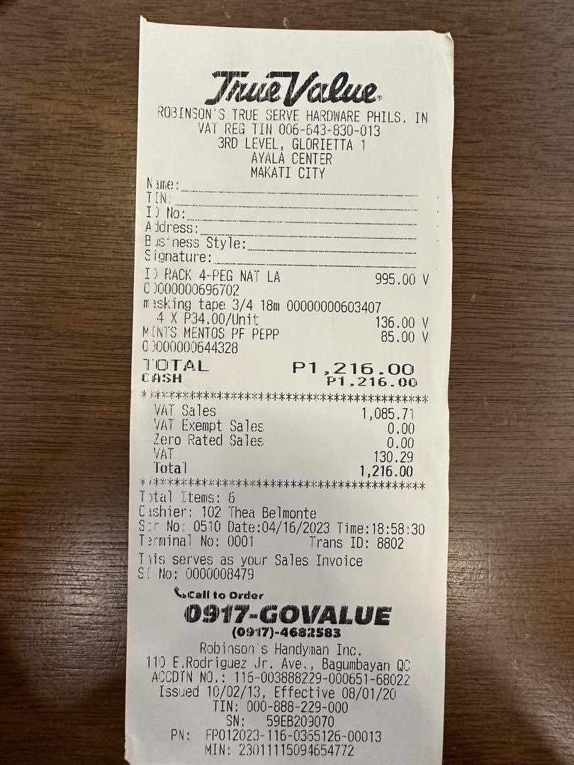 Receipt data extraction example