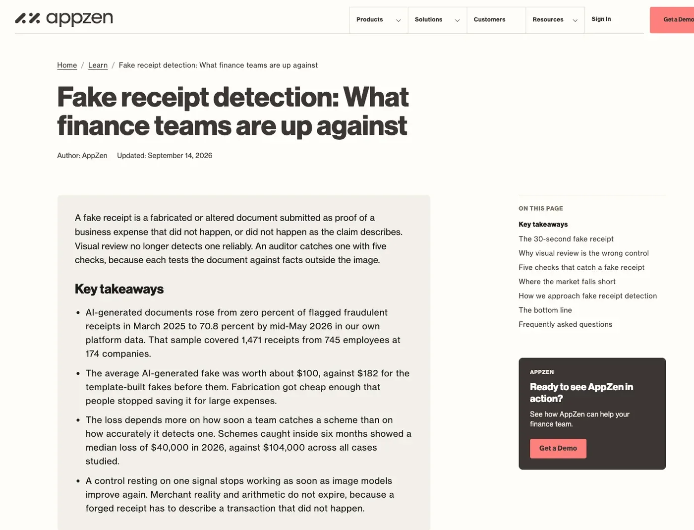 AppZen research on fake receipt detection and AI-generated receipts