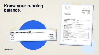 Sample bank statement with its daily ending balance section enlarged