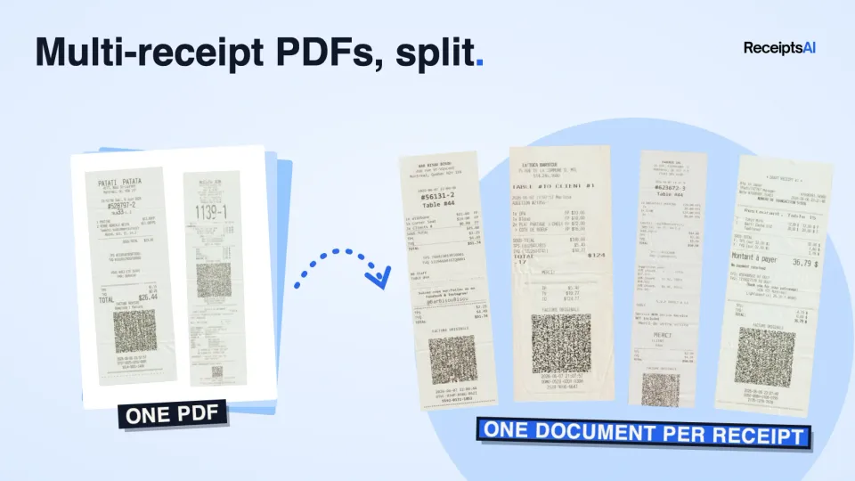 Multi-receipt PDFs now split automatically
