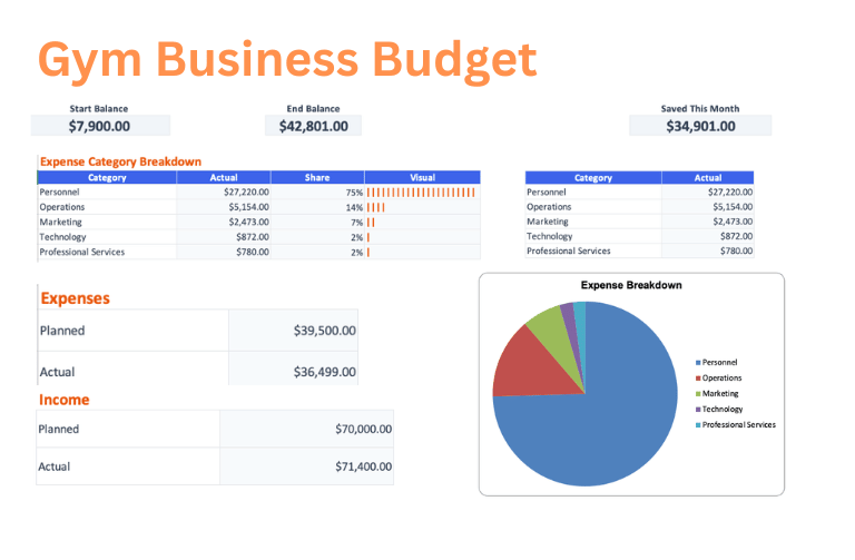 Gym Business Budget budget template preview